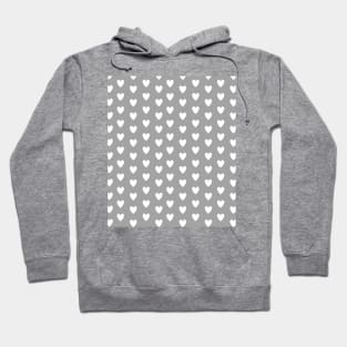 White Hearts, Polka Dots, Pattern on Grey Hoodie